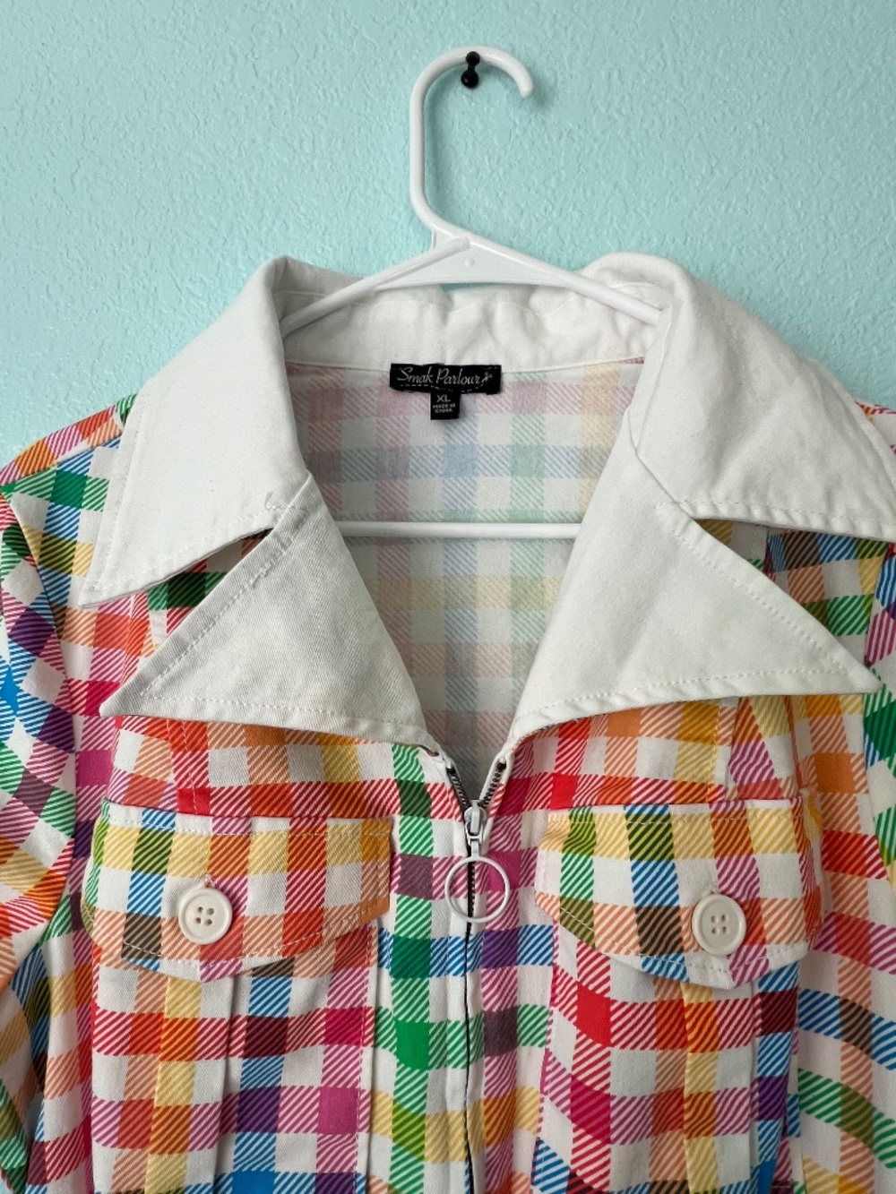Vintage style rainbow plaid jumpsuit - Picture 3 of 4